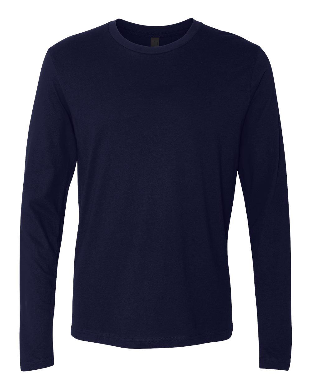 Custom Next Level 3601 unisex cotton long sleeve t-shirt in Midnight Navy, front view, ready for personalized printing
