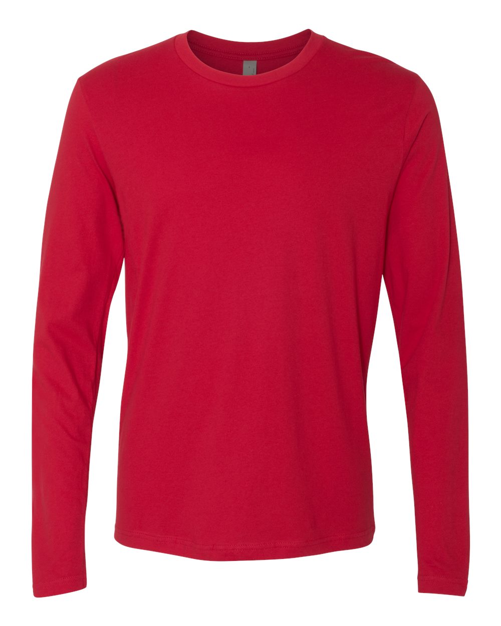 Custom Next Level 3601 unisex cotton long sleeve t-shirt in Red, front view, ready for personalized printing
