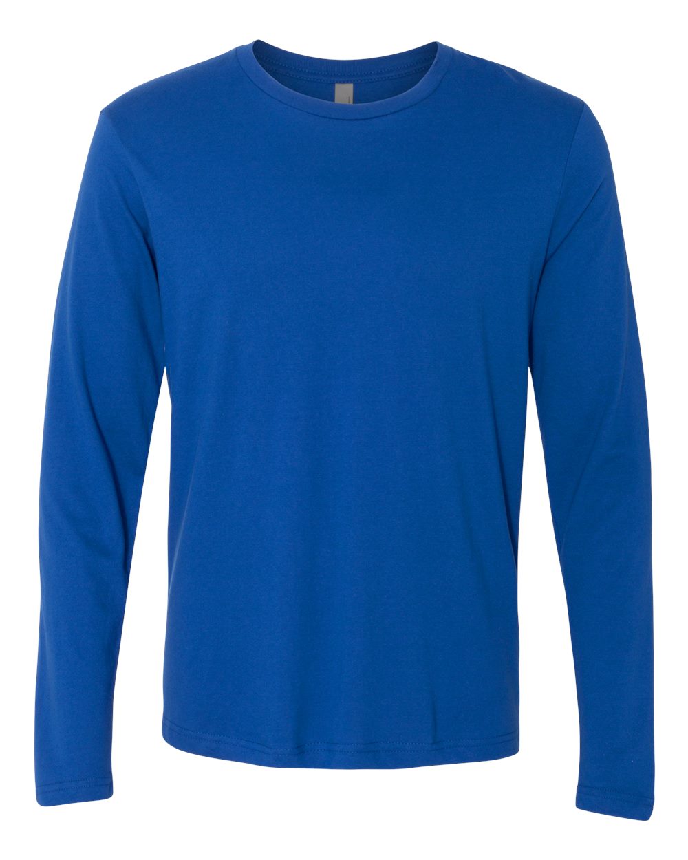 Custom Next Level 3601 unisex cotton long sleeve t-shirt in Royal, front view, ready for personalized printing