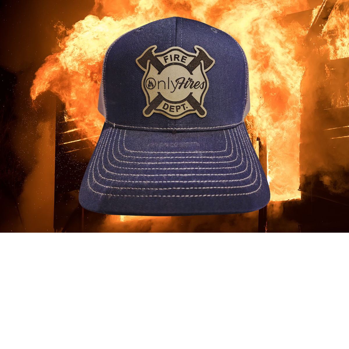 Firefighter-themed novelty trucker cap