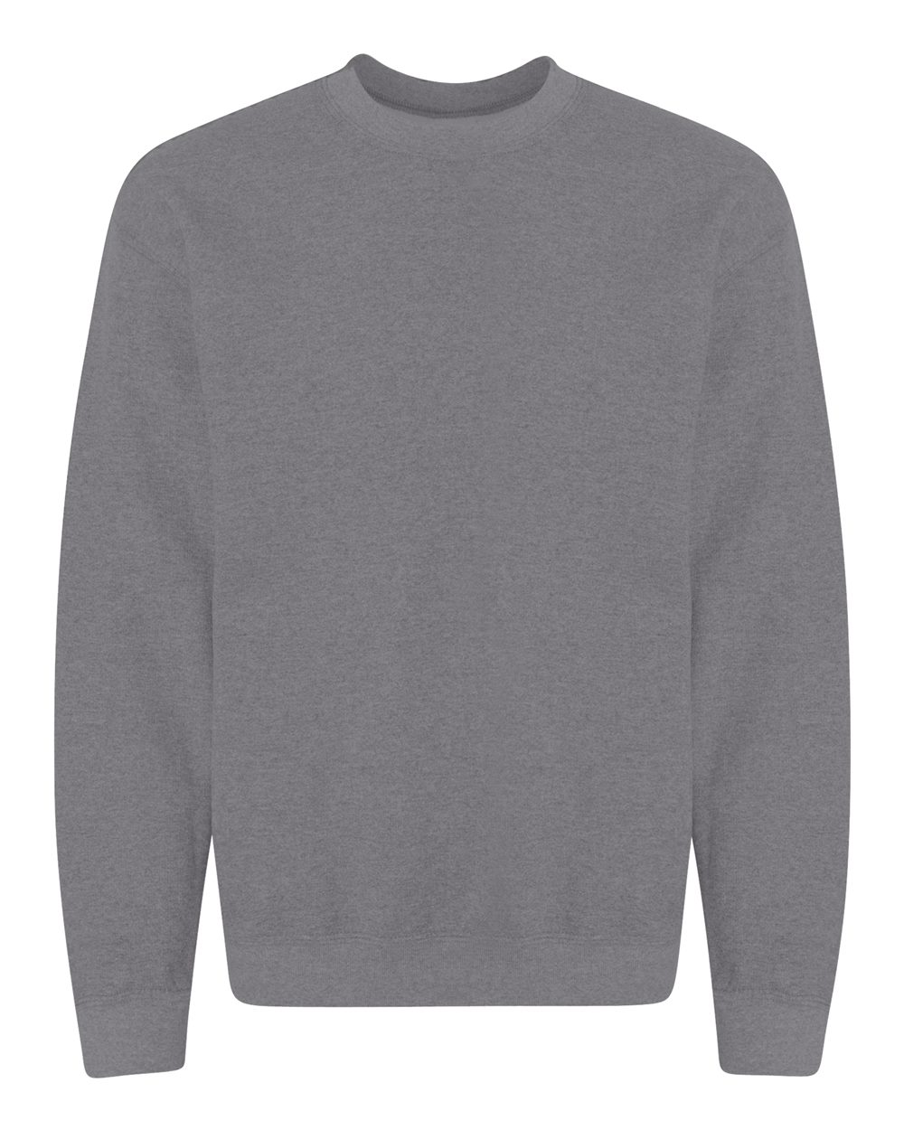 Custom Gildan 18000 Heavy Blend crewneck sweatshirt in Graphite Heather, front view, ready for personalized printing