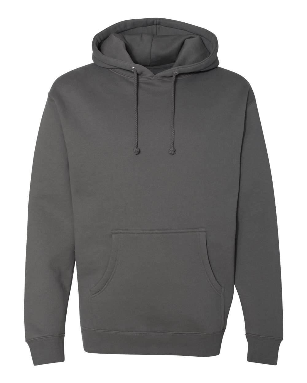 Custom Independent Trading Co. IND4000 heavyweight hooded sweatshirt in Charcoal, front view, ready for personalized printing