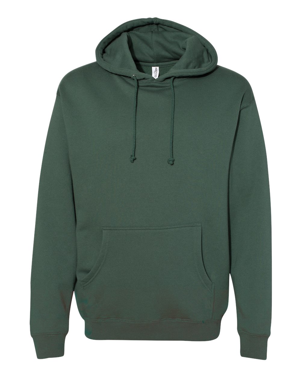 Custom Independent Trading Co. IND4000 heavyweight hooded sweatshirt in Alpine Green, front view, ready for personalized printing