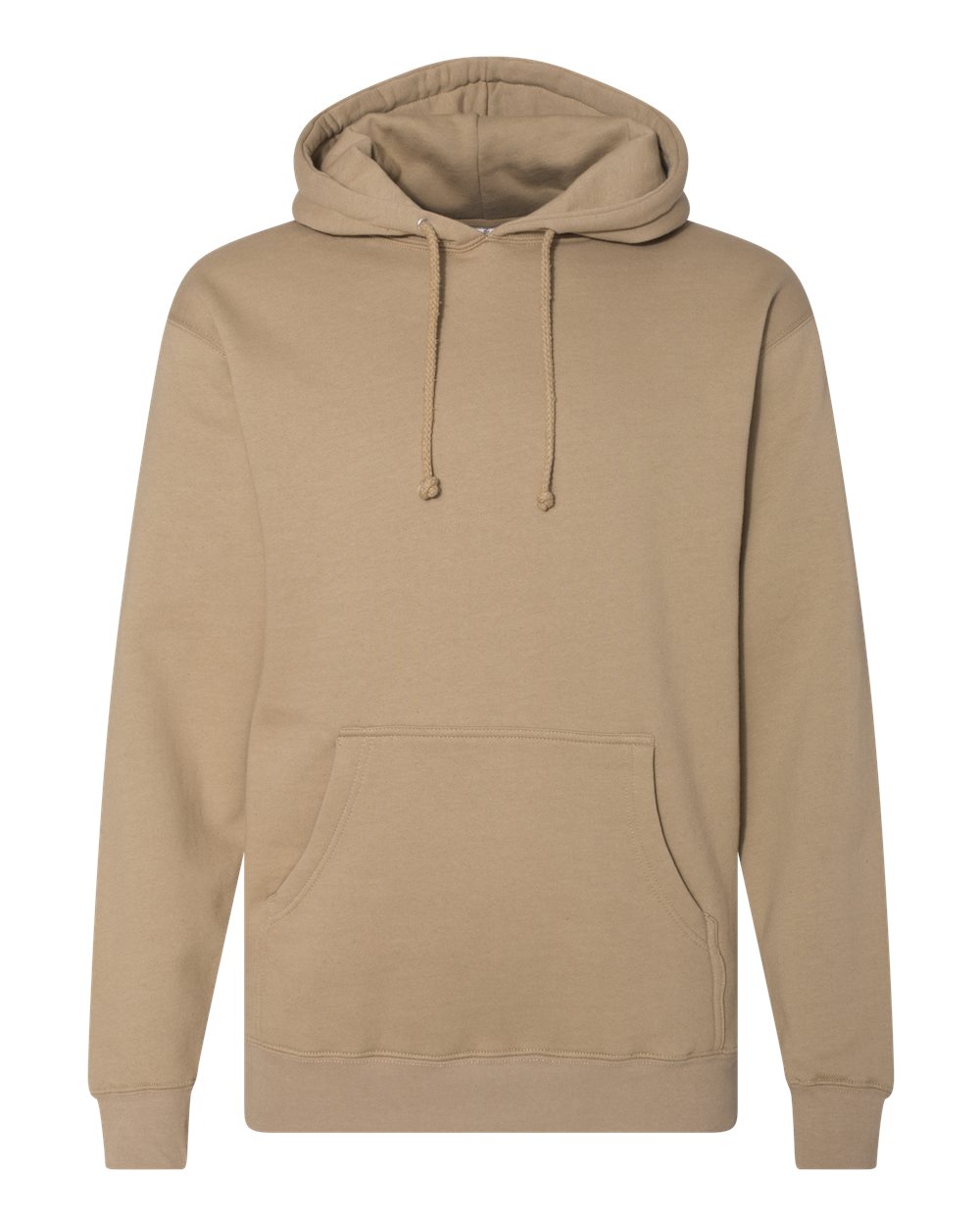 Custom Independent Trading Co. IND4000 heavyweight hooded sweatshirt in Sandstone, front view, ready for personalized printing
