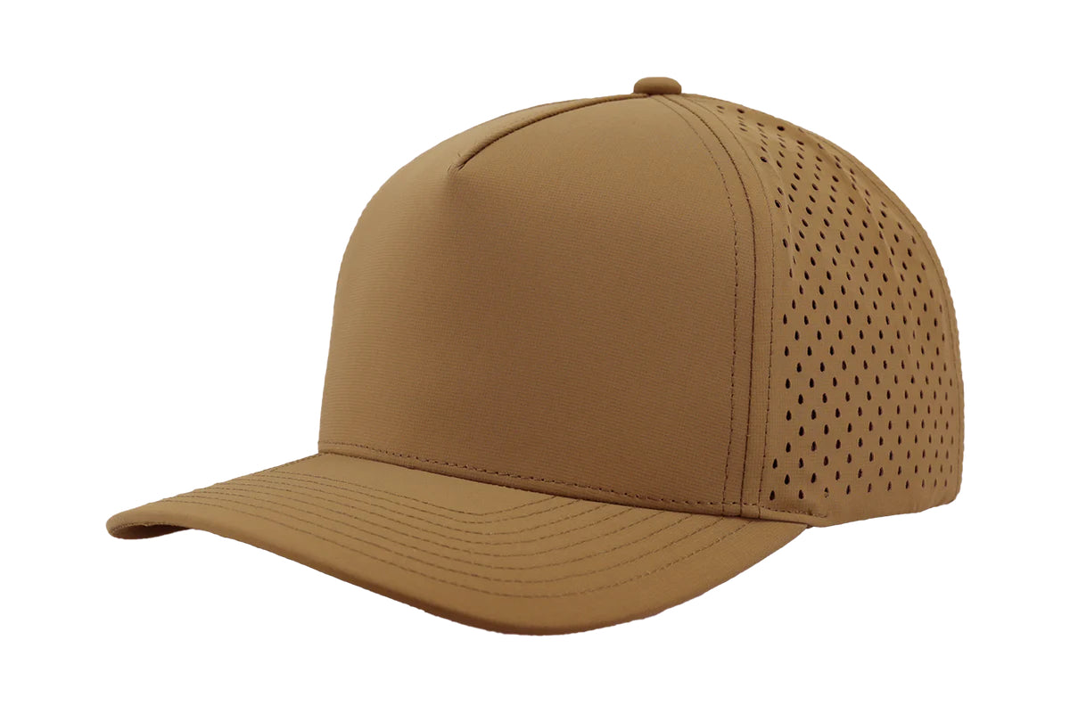 Custom Zapped Headwear Blackhawk Youth 5-Panel Snapback Hat in Caramel, ready for personalized logo or design