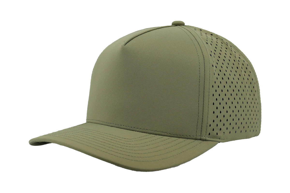 Custom Zapped Headwear Blackhawk XL 5-Panel Snapback Hat in Loden, ready for personalized logo or design