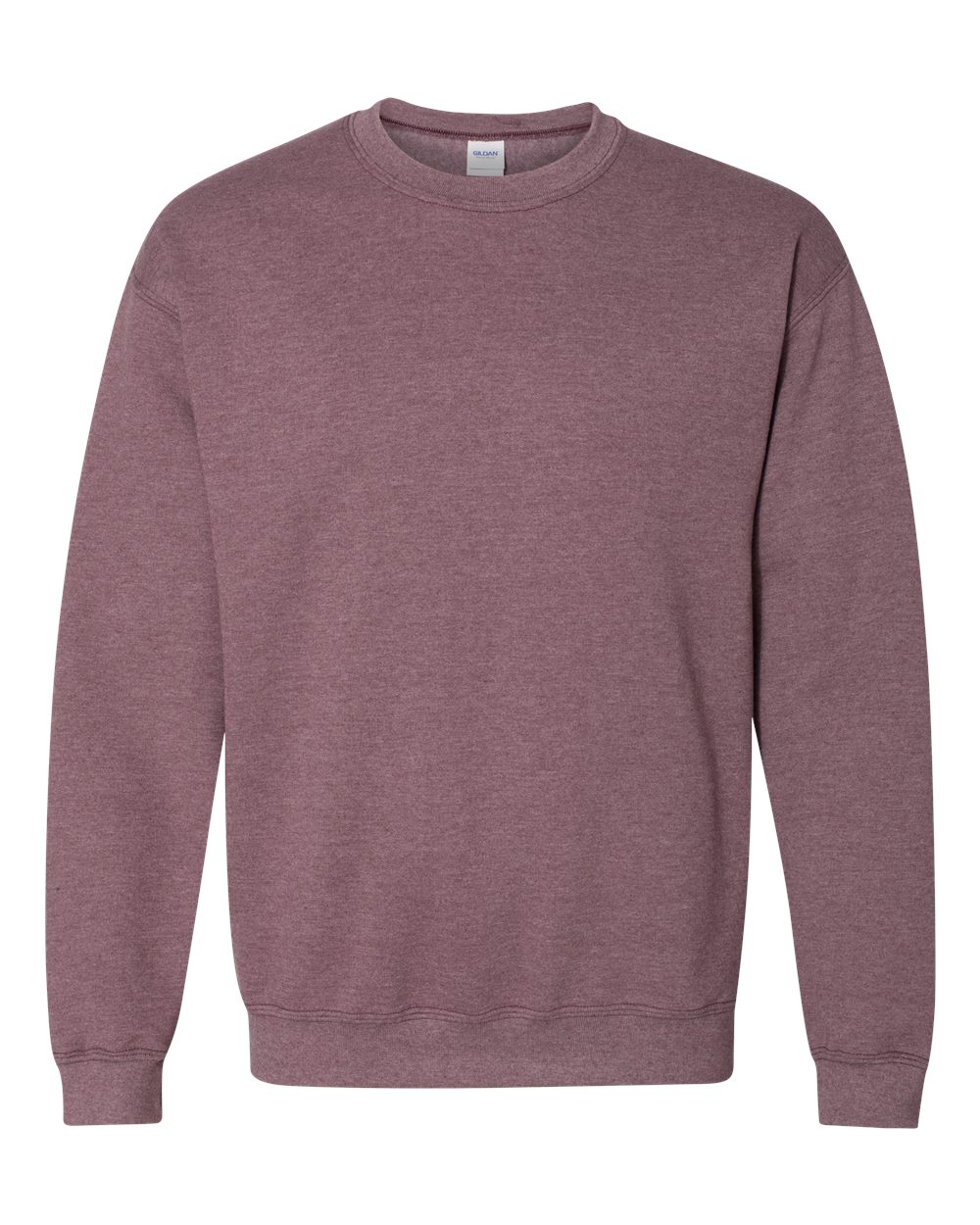 Custom Gildan 18000 Heavy Blend crewneck sweatshirt in Heather Dark Maroon, front view, ready for personalized printing