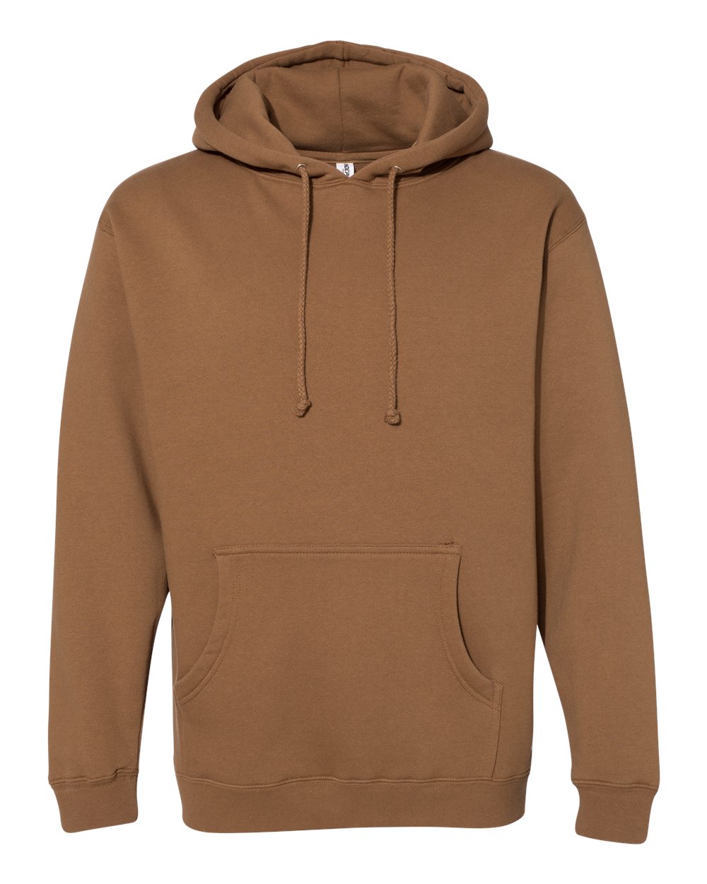 Custom Independent Trading Co. IND4000 heavyweight hooded sweatshirt in Saddle, front view, ready for personalized printing