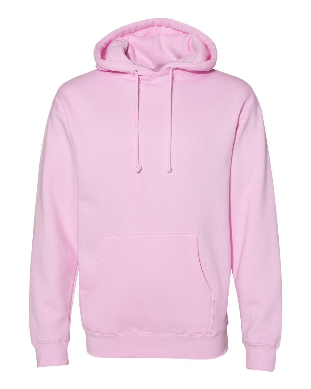 Custom Independent Trading Co. IND4000 heavyweight hooded sweatshirt in Light Pink, front view, ready for personalized printing