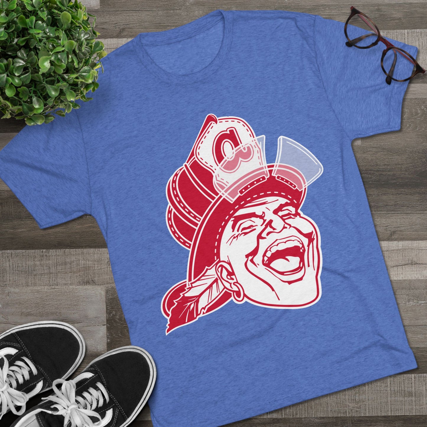 Atlanta Braves Screaming Indian Firefighter Edition Tri-Blend Short Sleeve Shirt