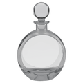 Custom engraved 750ml flat round glass decanter, alternate angle
