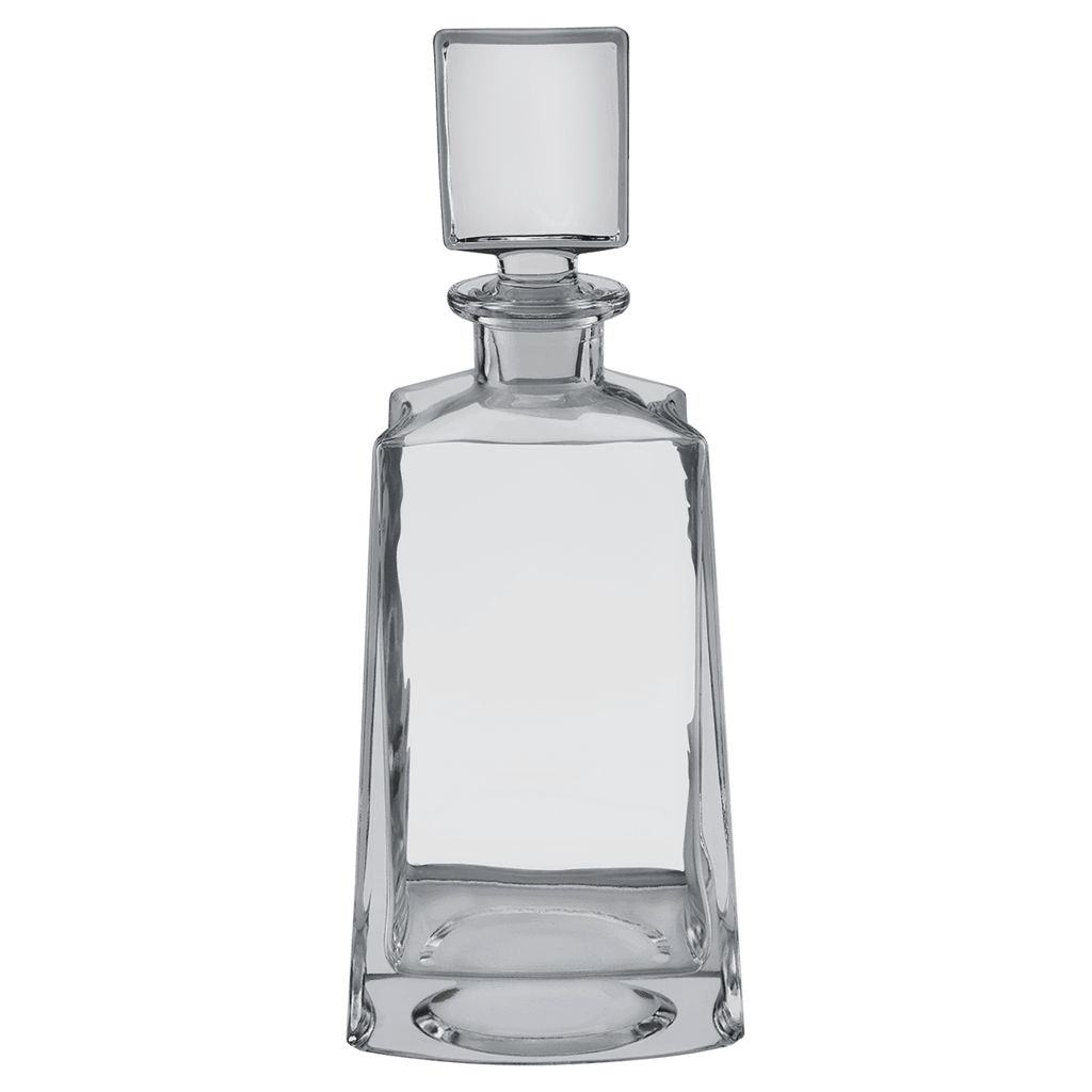 Custom engraved 750ml tequila decanter, alternate angle