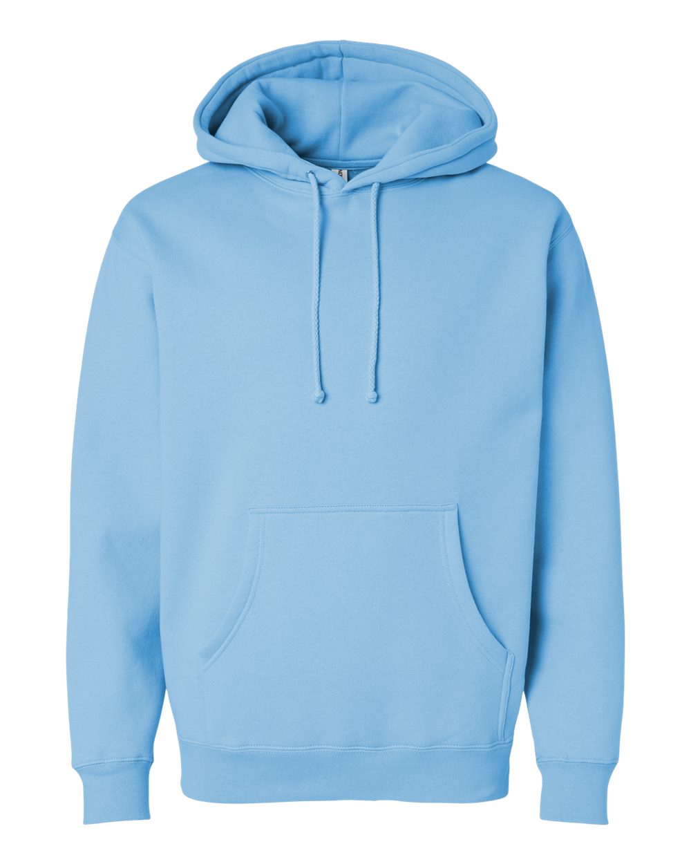 Custom Independent Trading Co. IND4000 heavyweight hooded sweatshirt in Blue Aqua, front view, ready for personalized printing