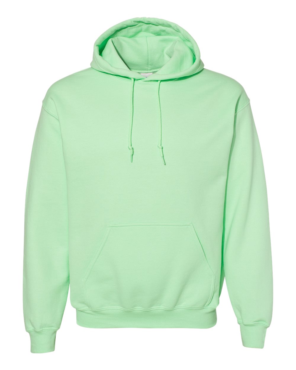Custom Gildan 18500 Heavy Blend hooded sweatshirt in Mint Green, front view, ready for personalized printing