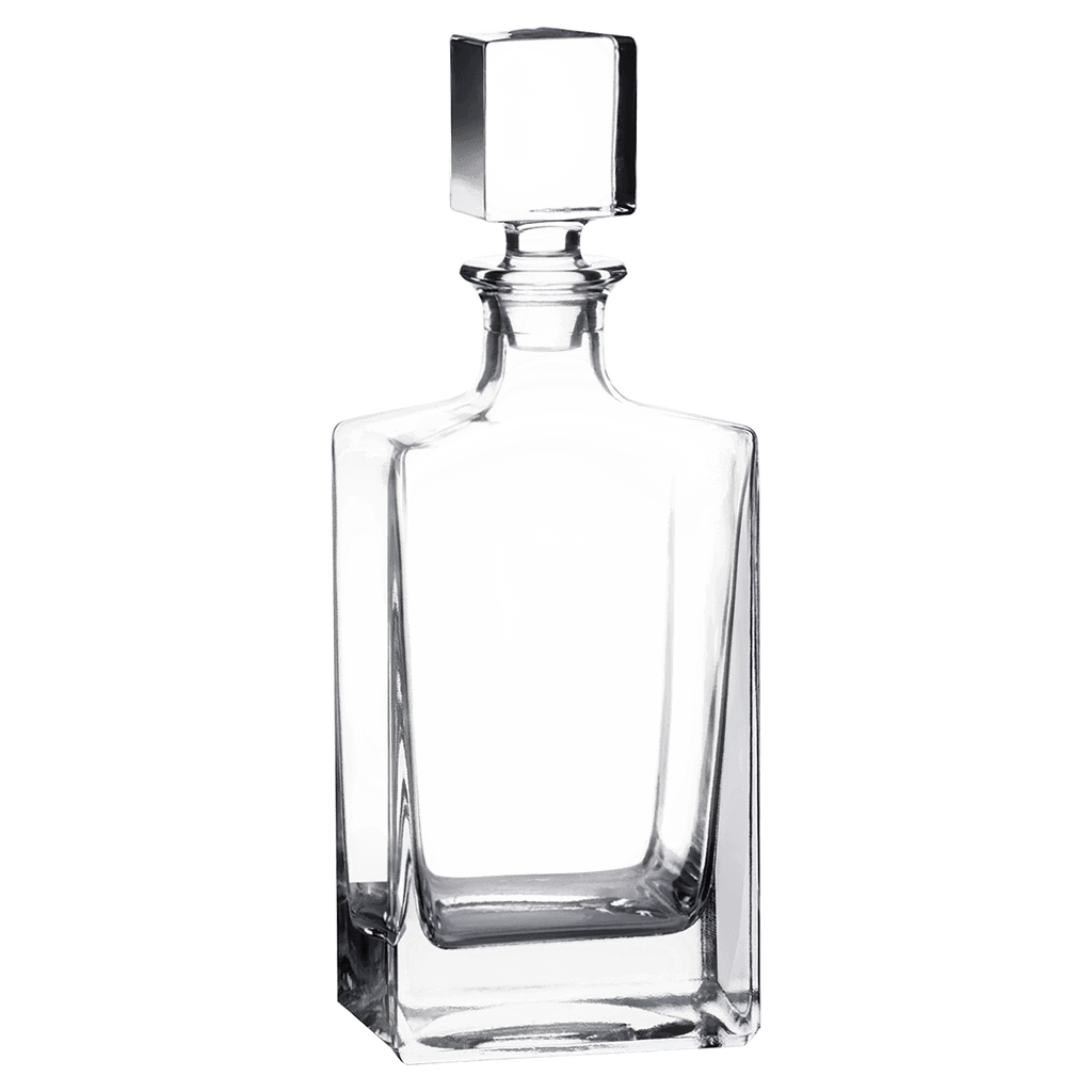 Custom engraved 810ml rectangle glass decanter, alternate angle