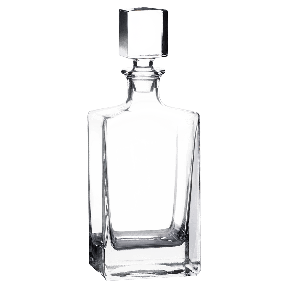 Custom engraved 810ml rectangle glass decanter, alternate angle