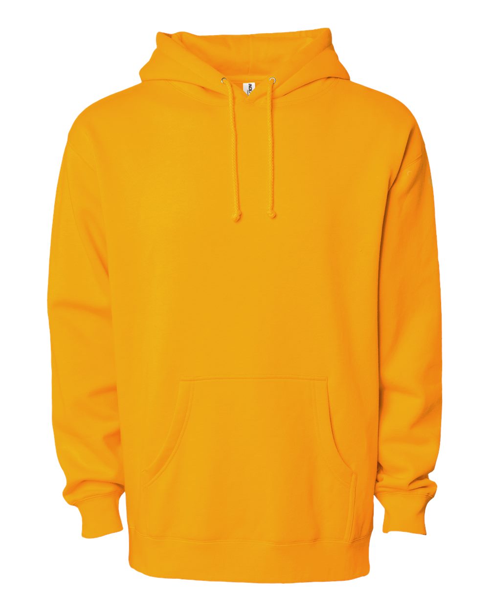 Custom Independent Trading Co. IND4000 heavyweight hooded sweatshirt in Gold, front view, ready for personalized printing