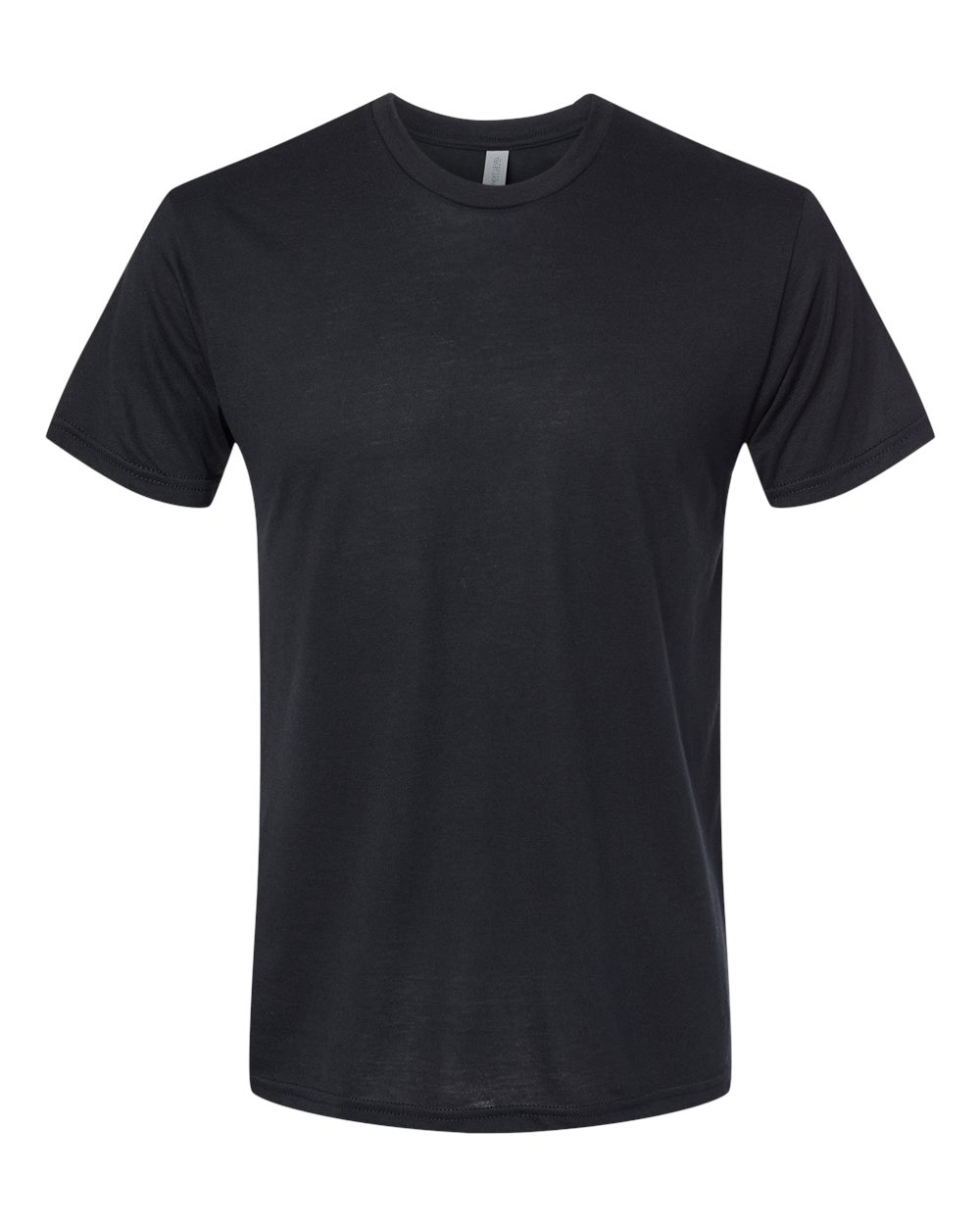 Custom Next Level 6010 unisex triblend t-shirt in Black, front view, ready for personalized printing