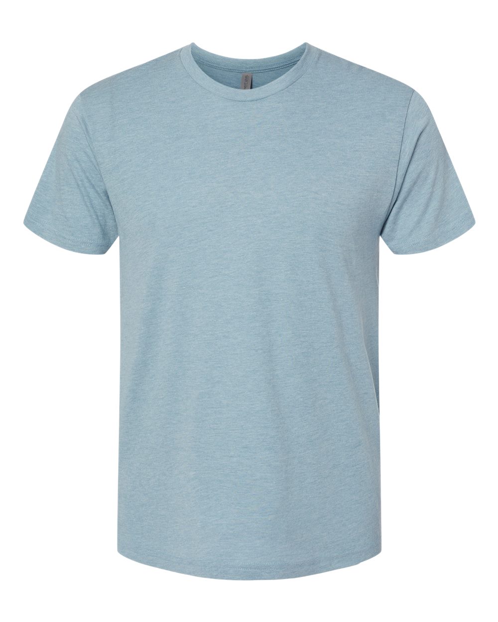 Custom Next Level 6010 unisex triblend t-shirt in Vintage Stonewash Denim, front view, ready for personalized printing