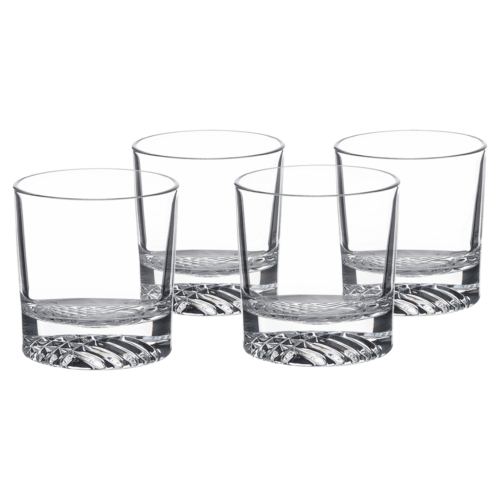 Custom engraved 9 oz. round rocks glasses, set of 4, alternate angle