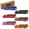 Spring-assisted rescue knife with glass breaker