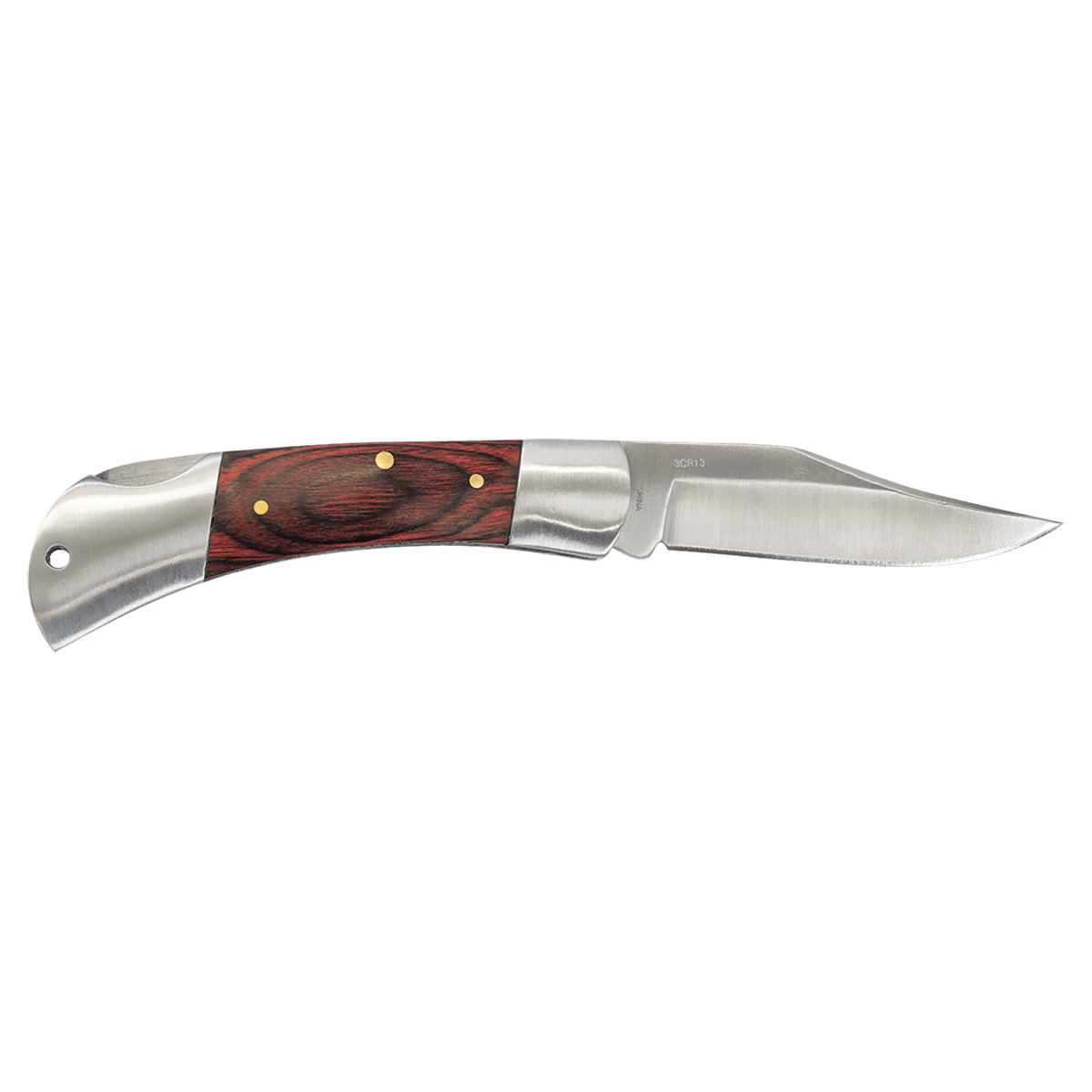 Folding knife with wood handle