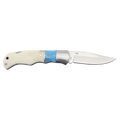Folding knife with blue bone handle