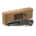 Button-lock folding knife with pocket clip, closed view