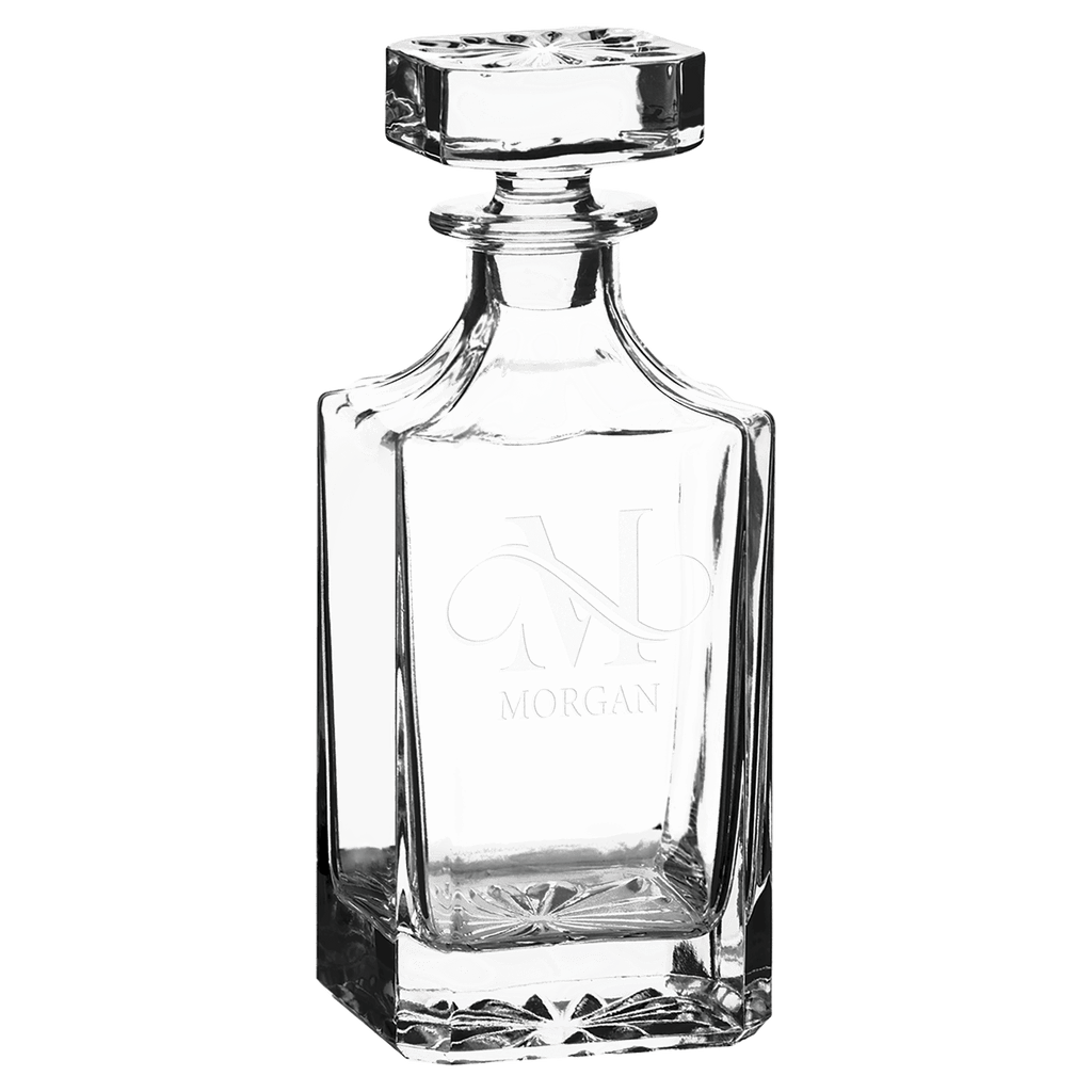 Custom engraved 750ml square glass decanter