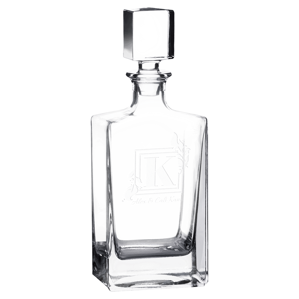 Custom engraved 810ml rectangle glass decanter