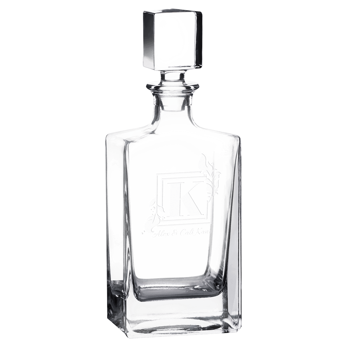Custom engraved 810ml rectangle glass decanter