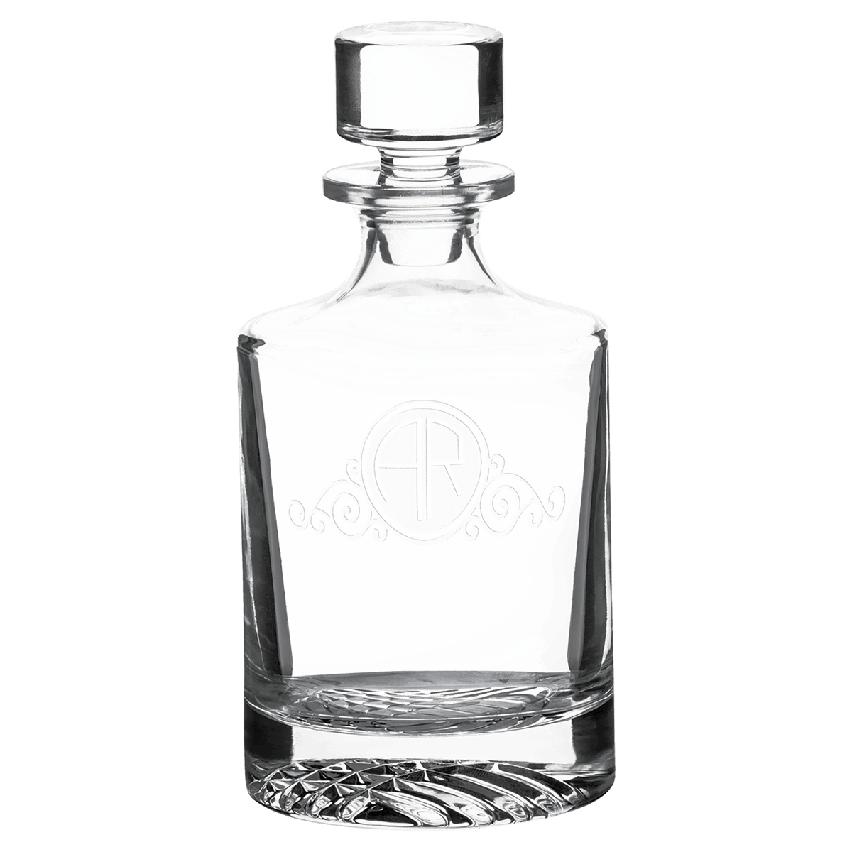 Custom engraved 850ml round glass decanter