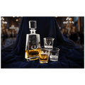 Custom engraved 750ml tequila decanter set with four 8 oz. glasses