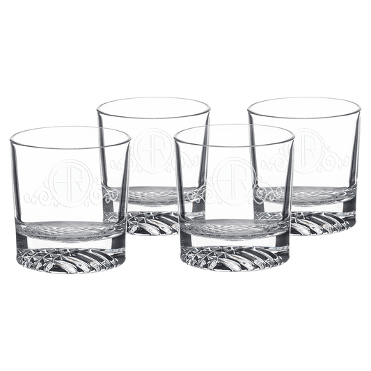 Custom 9 oz. Round Rocks Glass Set of 4