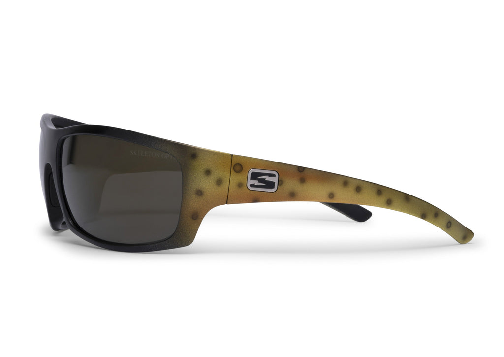 Renegade sunglasses, brown trout fishing edition, close-up