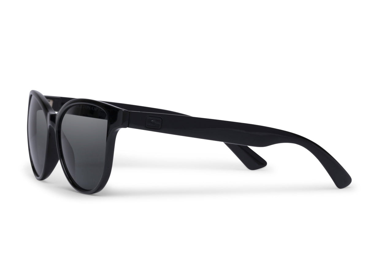 Mia sunglasses in glossy black, lens detail