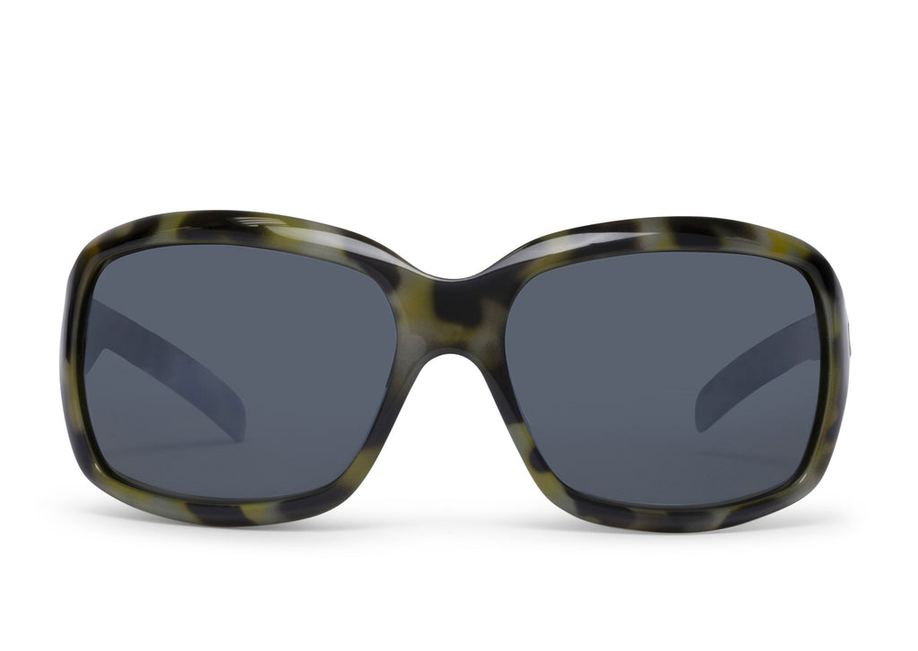Serena sunglasses in green Everglades pattern, side view