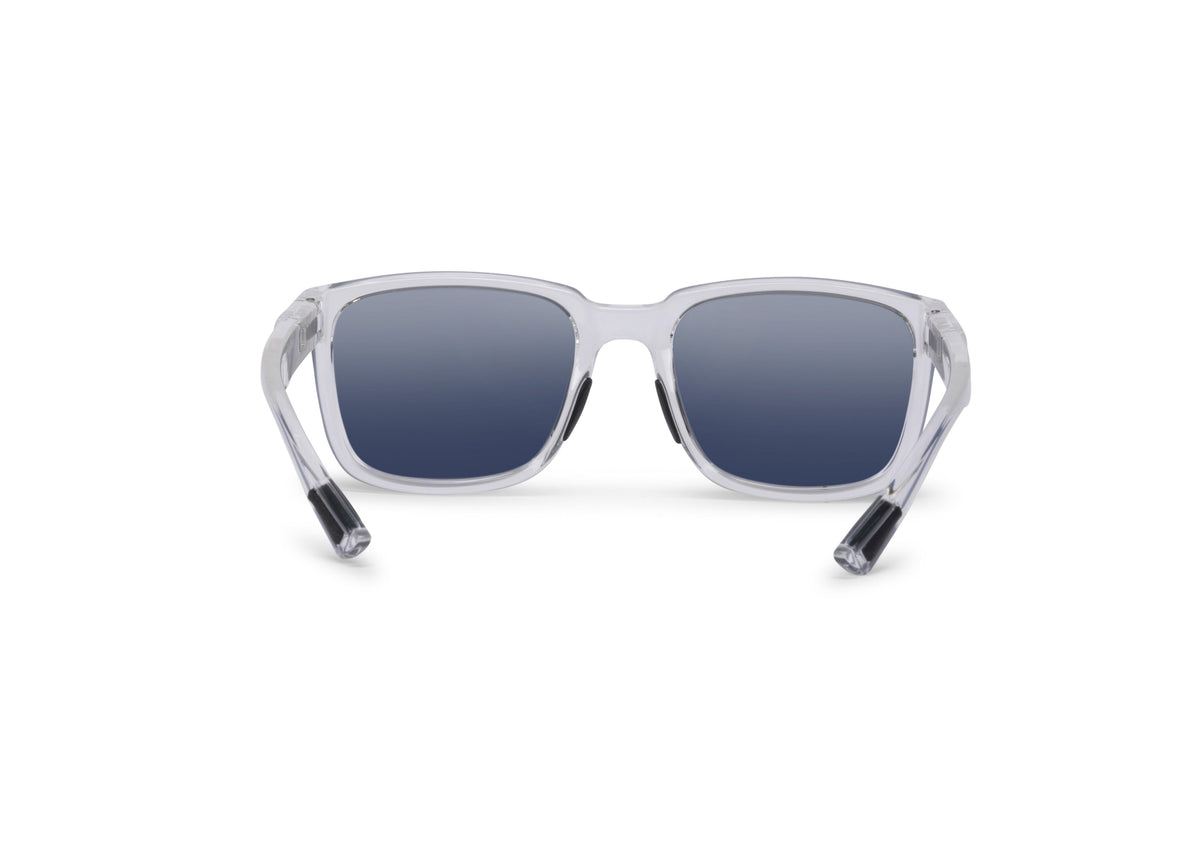 Lindsey sunglasses in crystal clear finish, on-face view