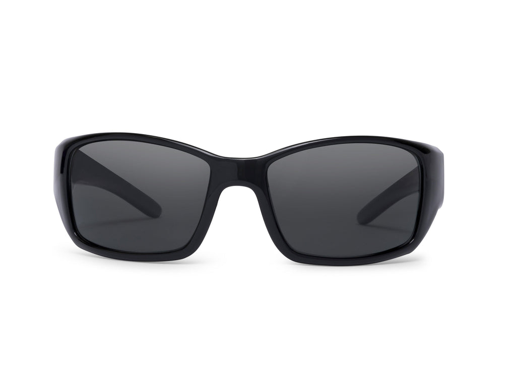 Flo sunglasses in glossy black, side view