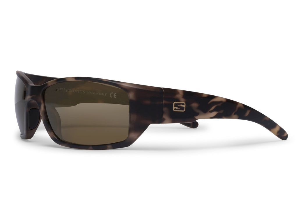 Flo sunglasses in cheetah print matte finish, lens detail