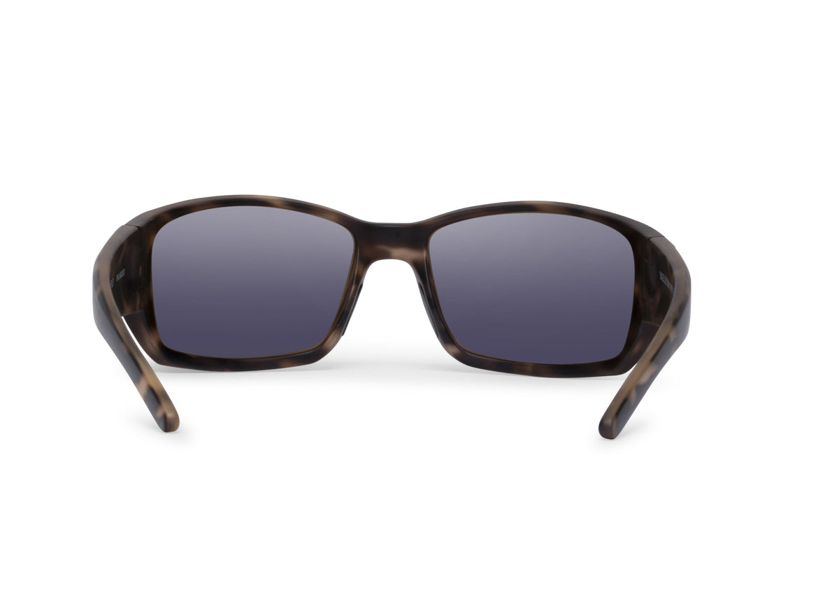 Flo sunglasses in cheetah print matte finish, on-face view