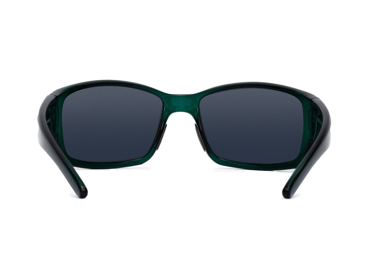 Flo sunglasses in glossy cobalt blue, on-face view