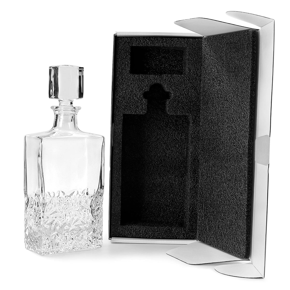 Rectangle glass decanter with white gift box