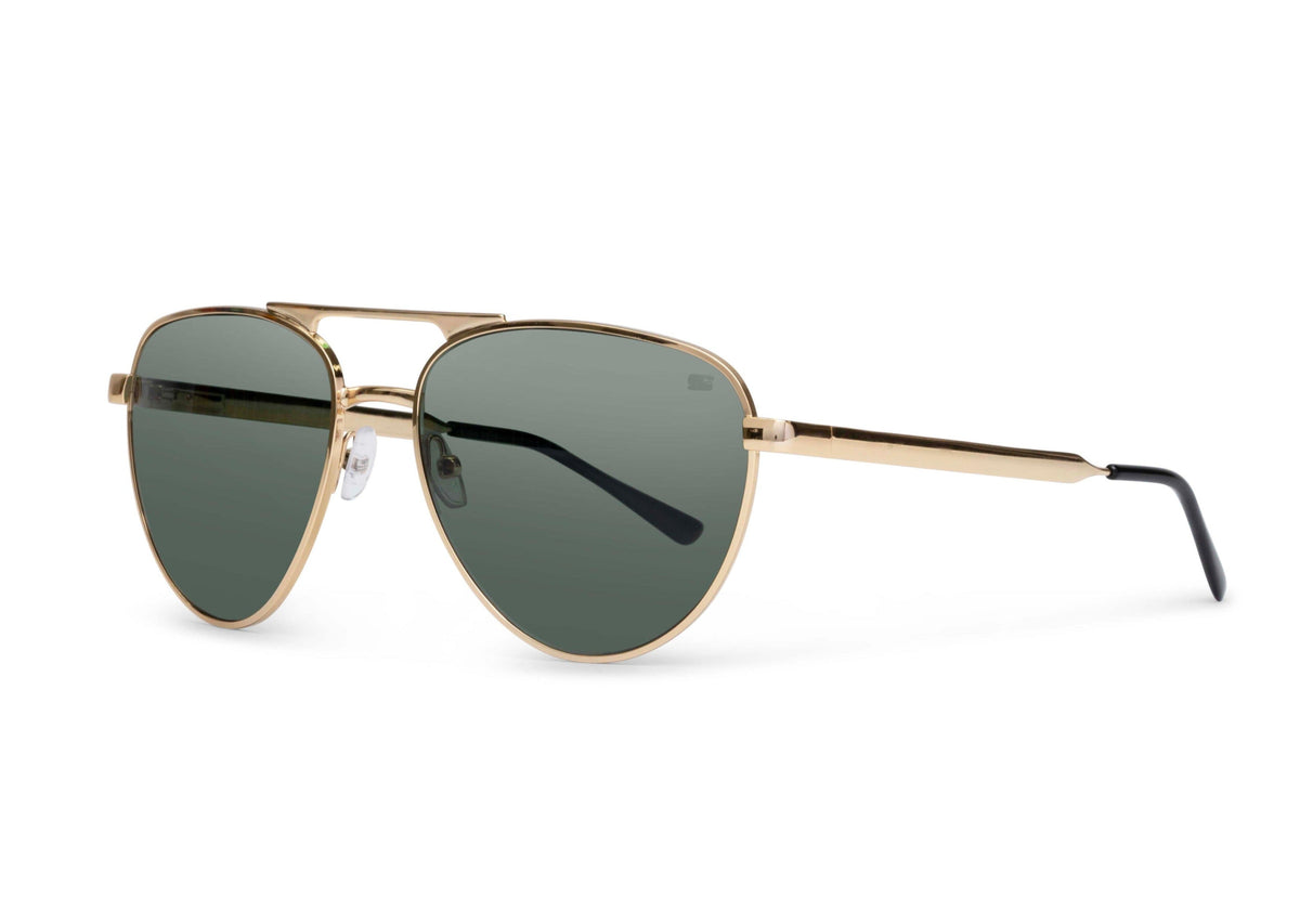 Aviator sunglasses in gold with green lens