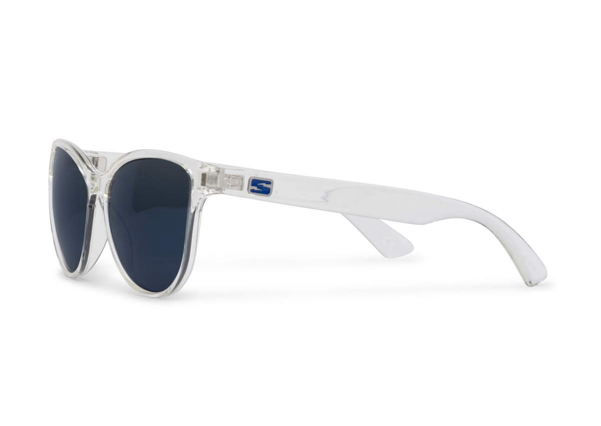 Mia sunglasses in crystal clear finish, lens detail