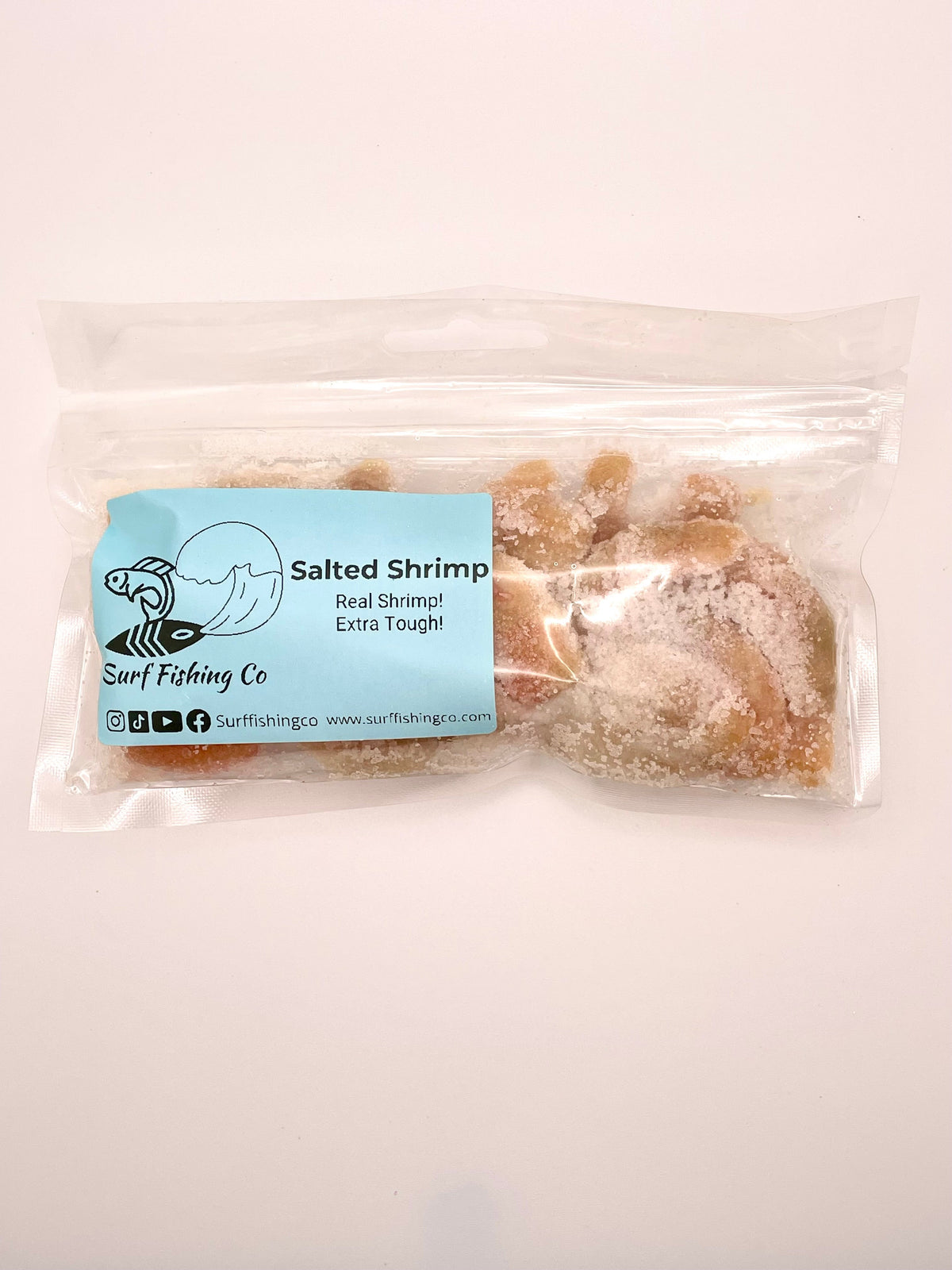 Salted shrimp surf fishing bait, close-up