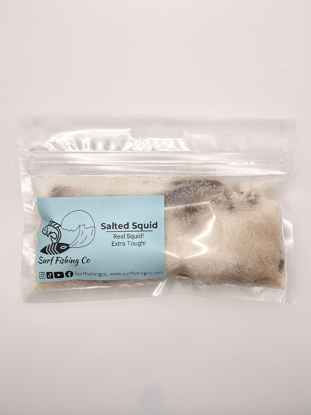 Salted squid surf fishing bait, close-up