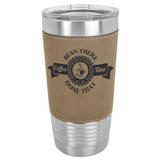 Custom 20 oz. Laserable Leatherette Tumbler with Clear Lid