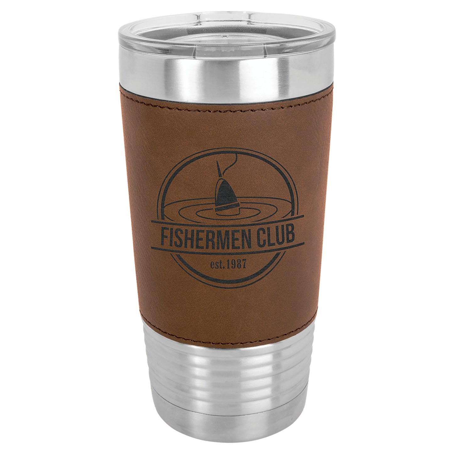 Custom 20 oz. Laserable Leatherette Tumbler with Clear Lid