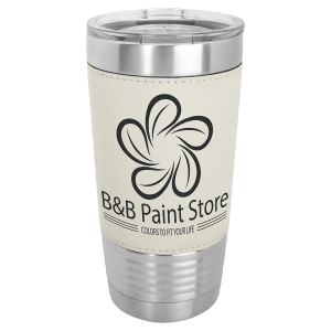 Leatherette-wrapped tumbler with clear lid in Dark Brown